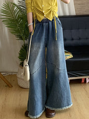Retro Elastic Waist Loose Jeans