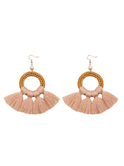 Bohemian Rattan Tassel Earrings
