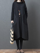 Casual Split-Joint Striped Midi Dress