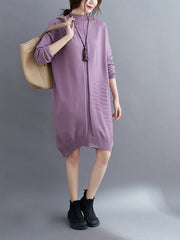 Women Simple Pure Color Knitted Dress