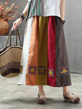 Retro Split-joint Linen Skirt