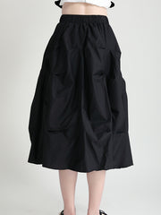 Retro Solid Color Irregular Pleated Casual Skirt