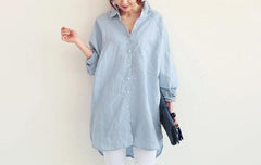 Loose Solid Color Long Shirt Dress
