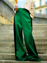 Loose Wide Leg Contrast Color Casual Pants Bottoms