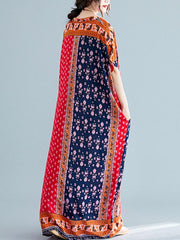 Loose National Style Retro Printed Long Dress