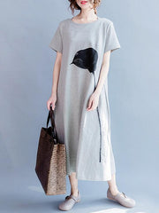 Gray Casual Cotton blend T-shirt Dress