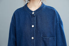 Solid Long Denim Shirt Dress