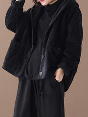 Casual Hooded Corduroy Jacket
