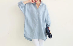 Loose Solid Color Long Shirt Dress