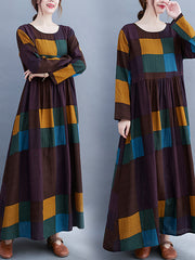 Literary Plus Size Printed Long Sleeve Maxi Dress