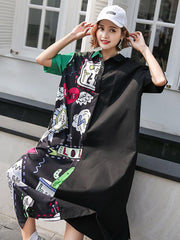 Oversize Printed Split-joint Dress