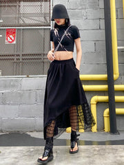Casual Split-Joint Gauze A-Line Long Skirts