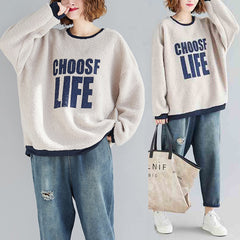 Women Letter Print Loose Casual Sweatshirt