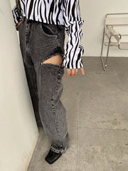 Loose High-Waisted Denim Pants