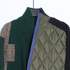 Women Color Matching Stitching Long-Sleeved Coat