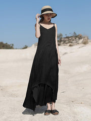 Linen Double-Layer Gradient Sleeveless Maxi Dress