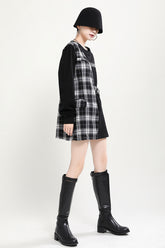 Women Stitching Plaid Long Sleeve Dress