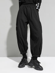 Loose Tight Waist Stitching Drawstring Casual Pants