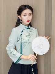 Retro Oriental Charm Embroidered Short Cheongsam Jacket