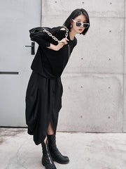 Simple 3/4 Sleeves Solid Round-Neck T-Shirt