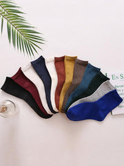 Solid Color Breathable Cotton Socks