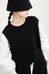 Women Stitching Casual Long-Sleeved Sweater