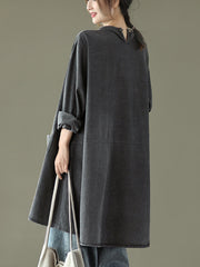 Solid Round Neck Long Sleeves Casual Top