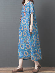 Loose Floral Print Stitching Maxi Dress