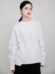 Casual Solid Color Loose Cuff Zipper Hoodie