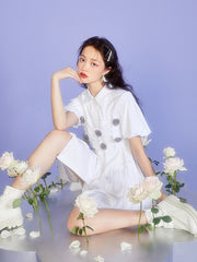 Solid Color Floral Vest Mini Dress