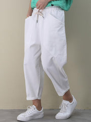 Casual Solid Elasticity Capri-Pants