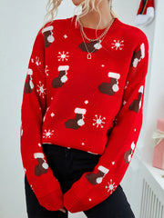 Christmas Printed Loose Knitted Sweater