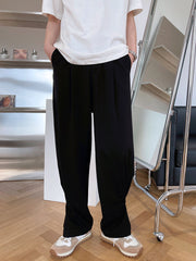 Solid Color High Waist Straight Leg Casual Wide Leg Pants