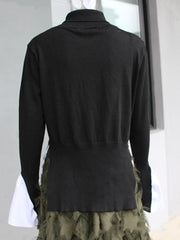 New Split-joint Cropped Knitting Tops