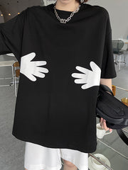 Short Sleeves Cute Printed Round Neck T-Shirt