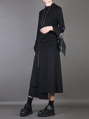 Plain Multi-Layer Cropped Skirt
