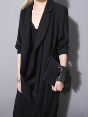 Solid Cropped Goth Designed Midi Dress