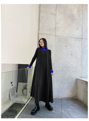 Women Color Matching Long Sleeve Knitted Dress