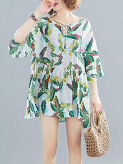 Loose Colorful leaves Printed Shirt