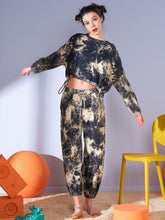 Two Pieces Loose Printed T-Shirt And Wide Leg Pants Pajamas