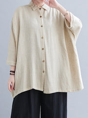 Solid Loose Plus Size Bat Sleeves Blouse