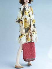 Loose Print Short Sleeve Dress