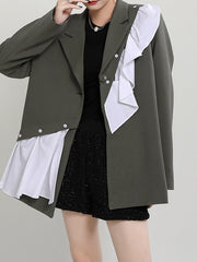Loose Split-Joint Lace Lapel Outwear