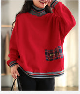 Women Retro Loose Pullover Sweatshirt