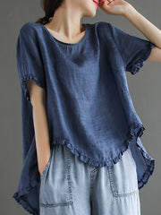 Original Irregularity Solid T-Shirts Tops