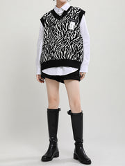 Women Striped Sleeveless Loose Pullover Vest