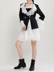Women Spliced Lapel Irregular Dress