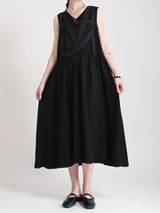 V-Neck Solid Color Loose Sleeveless Dress