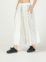 Pleated Cropped Splicing Polka-Dot Skirt