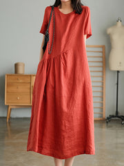 Simple Loose Breathable Solid Color Dress
